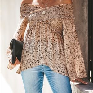 VICI smocked off the shoulder top